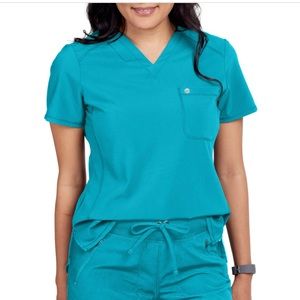 Teal Infinity by Cherokee V-Neck Tuck In Top and Elastic Waist Jogger Pants